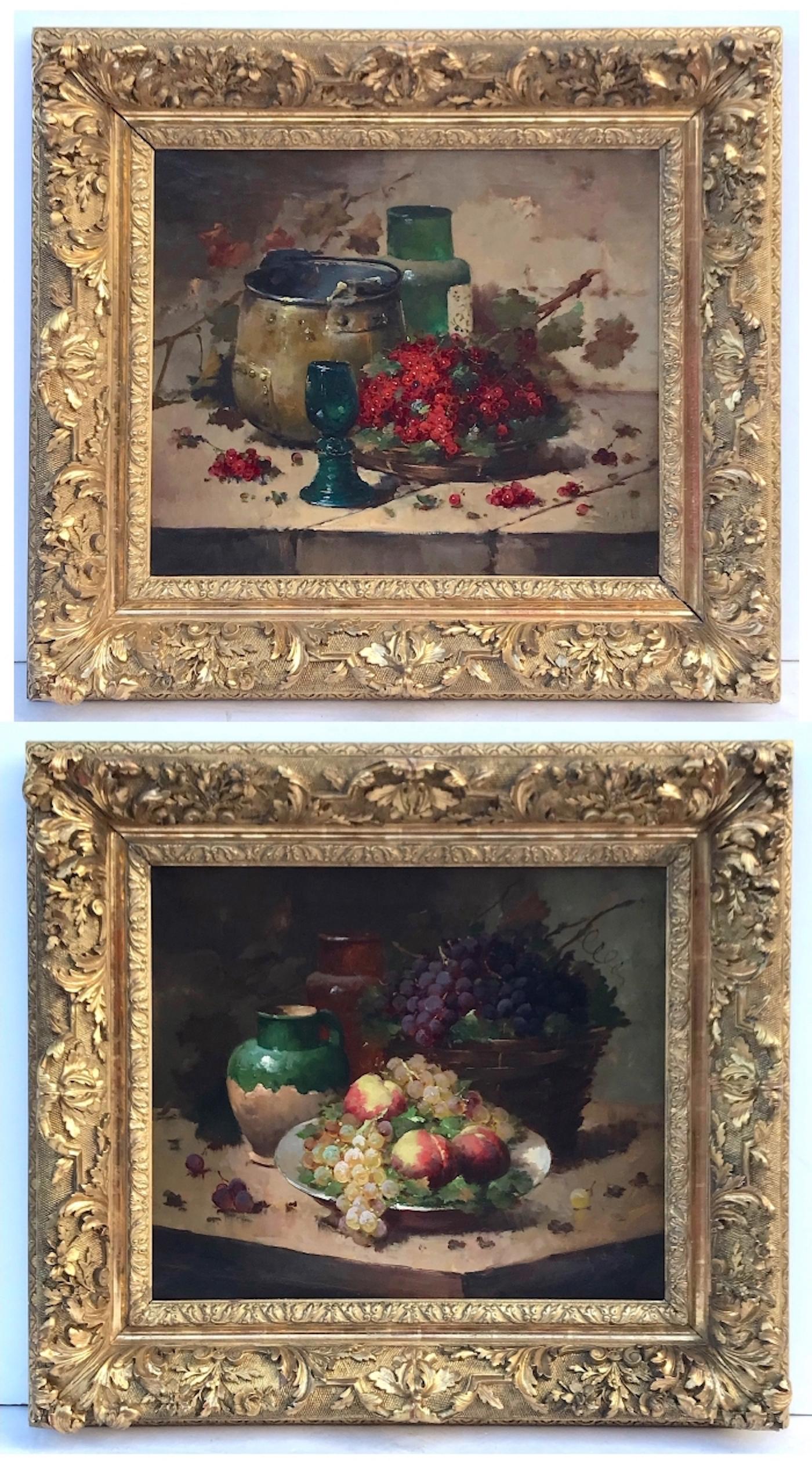 Still-Life Painting Emile Godchaux - Peintures 19ème siècle Nature morte aux fruits