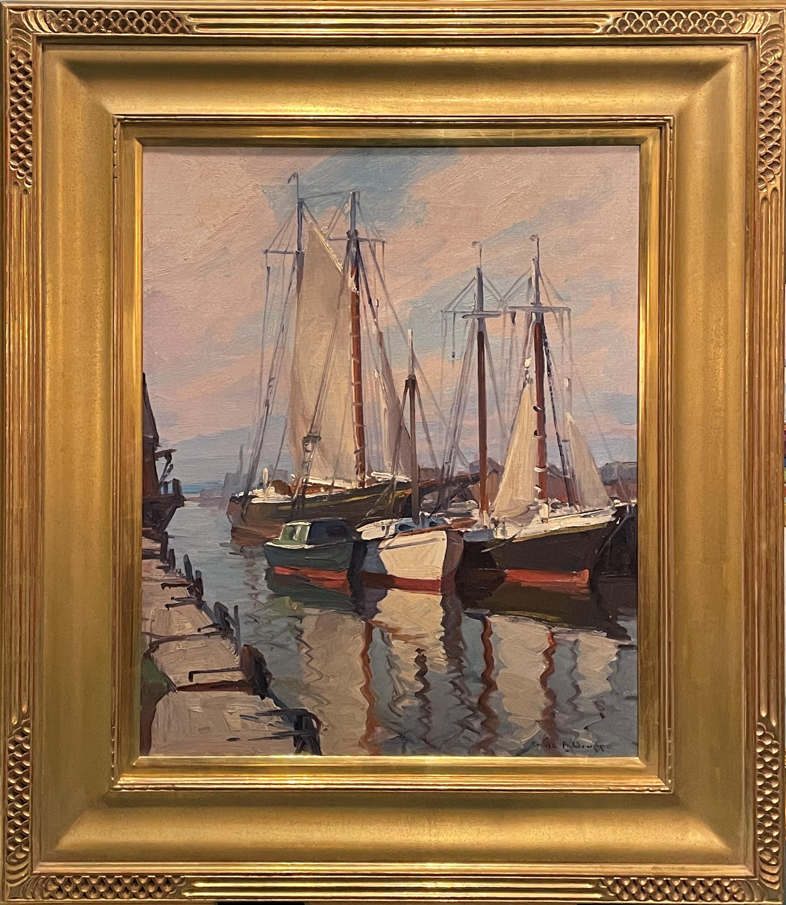 Emile Gruppe
Asciugare le vele
Firmato in basso a destra
Olio su tela
24 x 20 pollici

Emile Gruppe è stato un artista insolitamente prolifico. An He era al suo cavalletto quasi ogni giorno e ha creato migliaia di dipinti nel corso di una carriera
