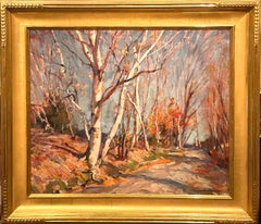 Emile A. Gruppé, "Country Road, " Impressionist Woodland Landscape Oil Painting