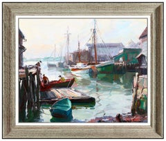 Emile A Gruppe Original Oil Painting On Canvas Gloucester Harbor Signed Artwork