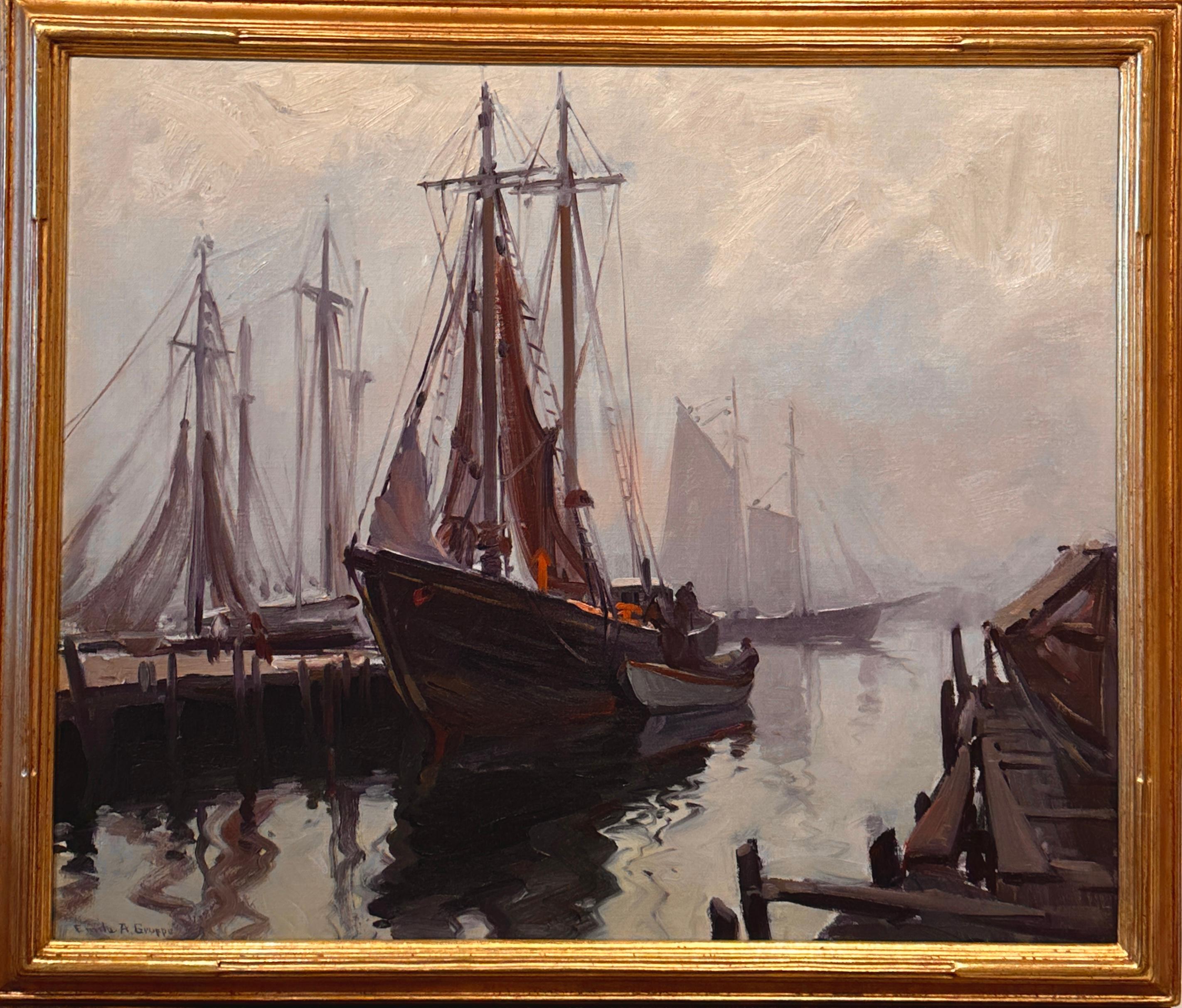 Wonderful mood in this oil painting by the Cape Ann Master Impressionist, Emile Gruppe.  