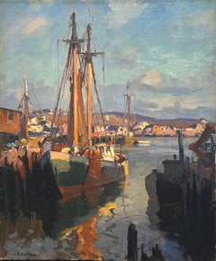 Paysage du port de Gloucester par l'artiste Emile A. Gruppe
