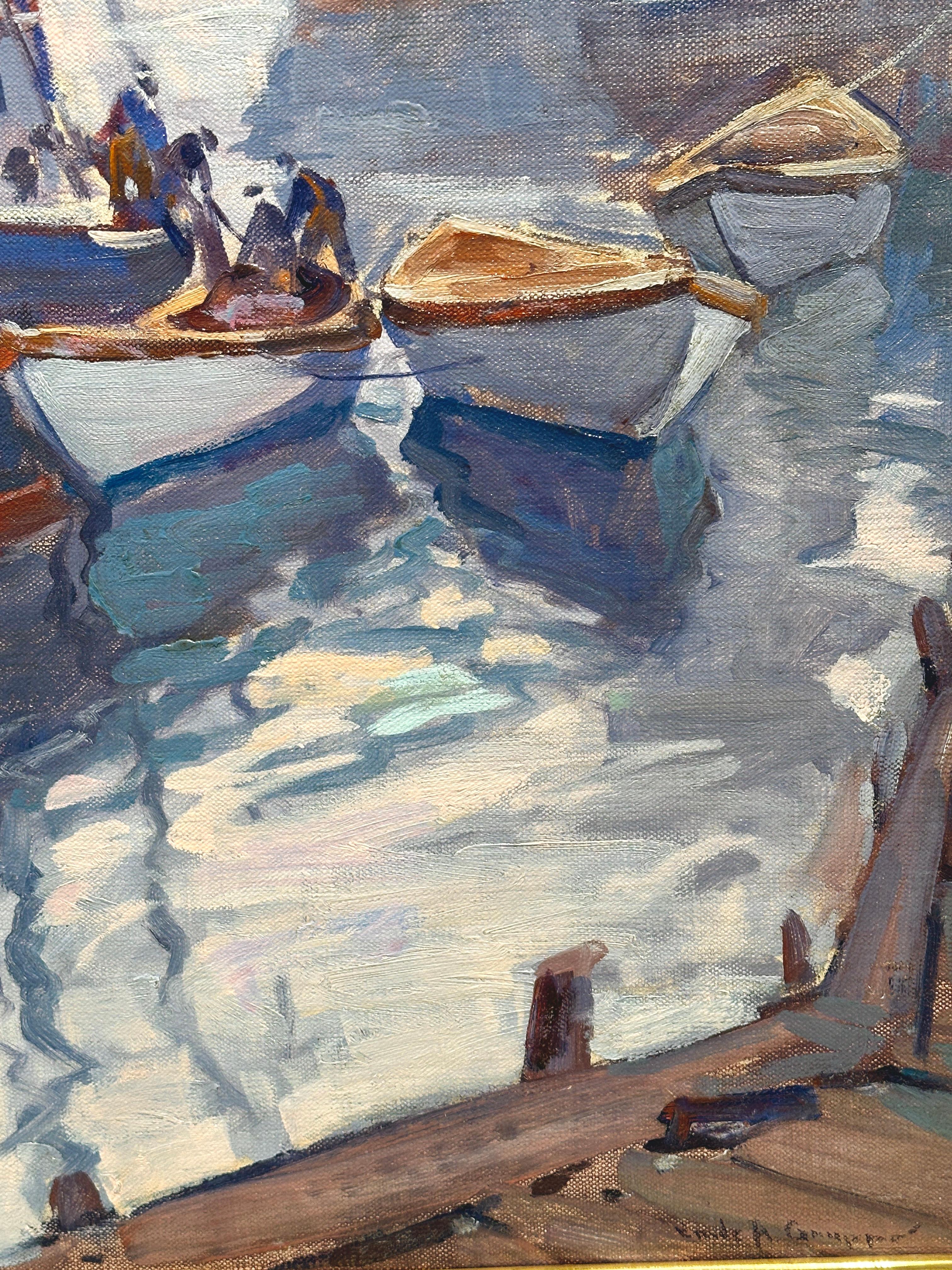 Escena portuaria del pintor impresionista estadounidense Emile Gruppe en venta 2