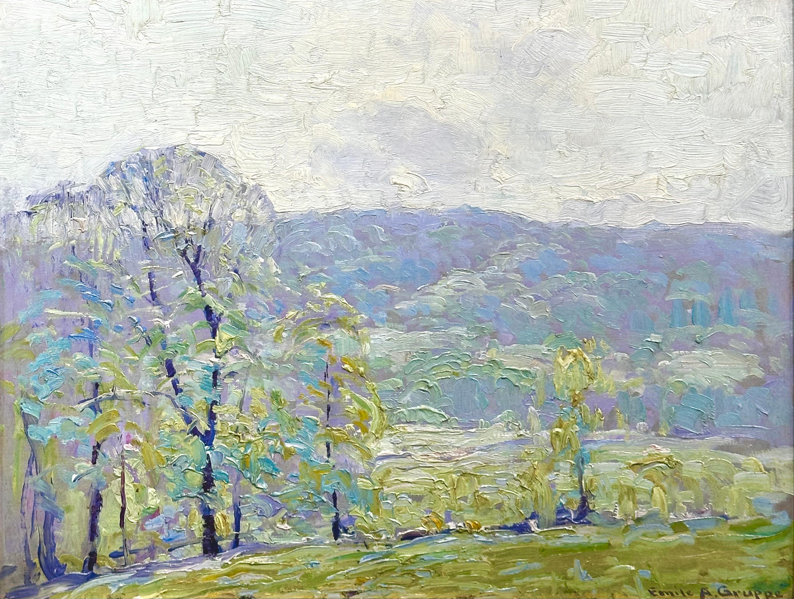 Landscape Painting Emile Gruppe - « Printemps » - Peinture impressionniste de paysage par le maître de l'école Cape Ann
