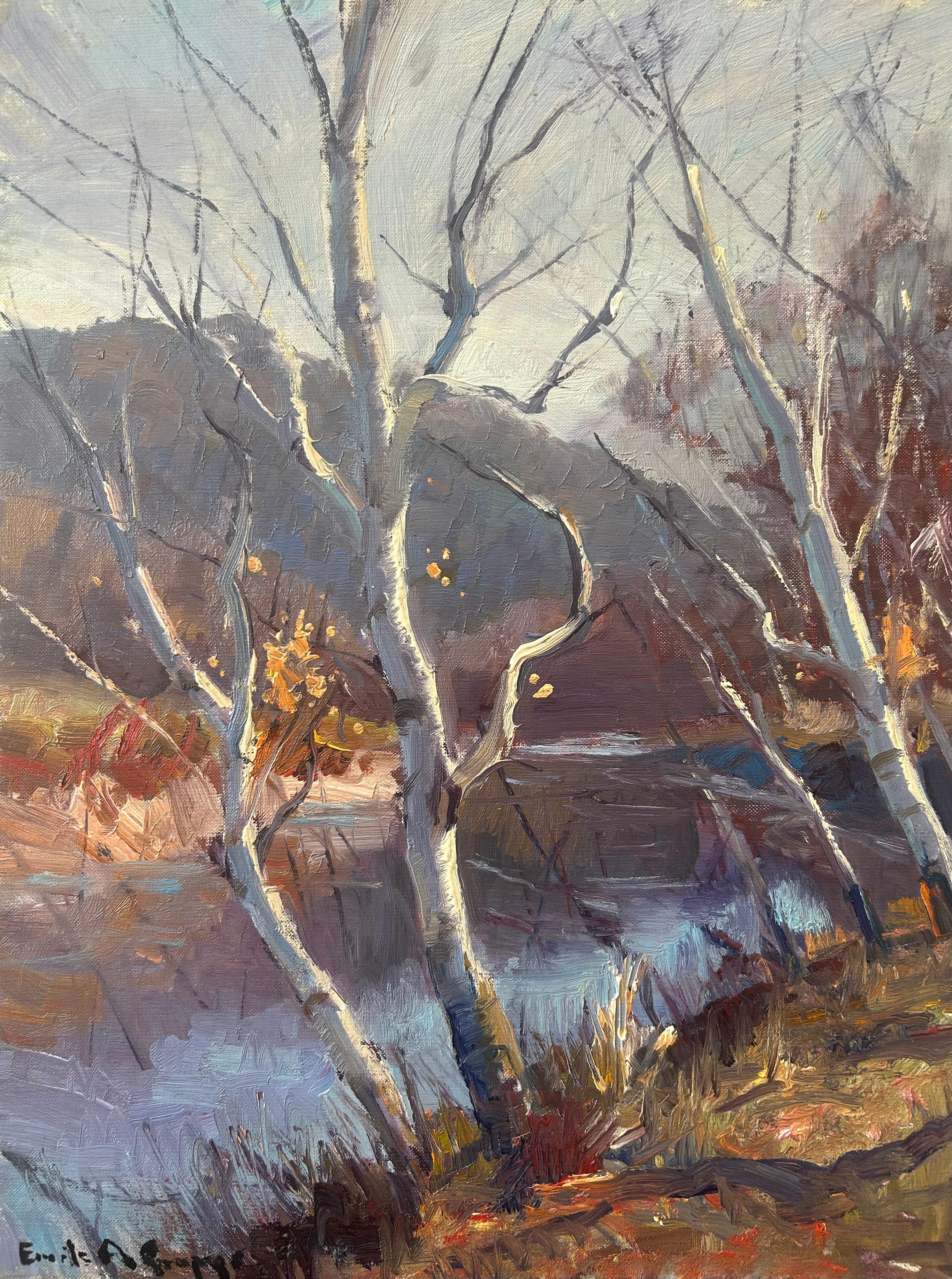 Emile Gruppe Landscape Painting – Vermont-Birken