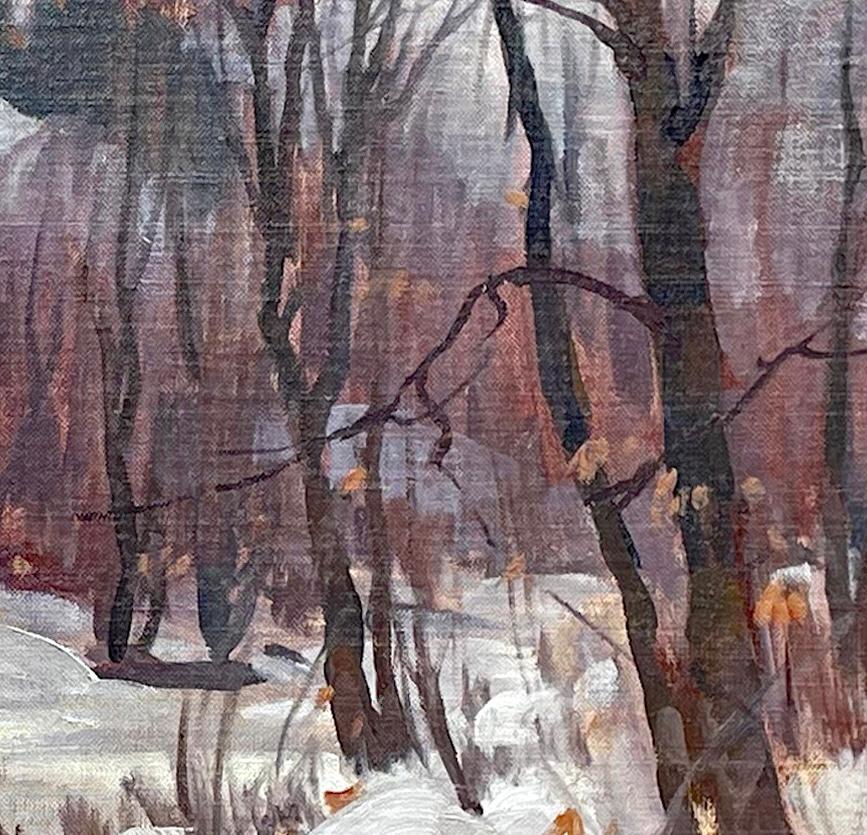 Winterwald mit Stream (Grau), Landscape Painting, von Emile Gruppe