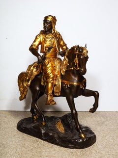 A Monumental Orientalist Bronze Sculpture "Cavalier Arabe" After Emile Guillemin