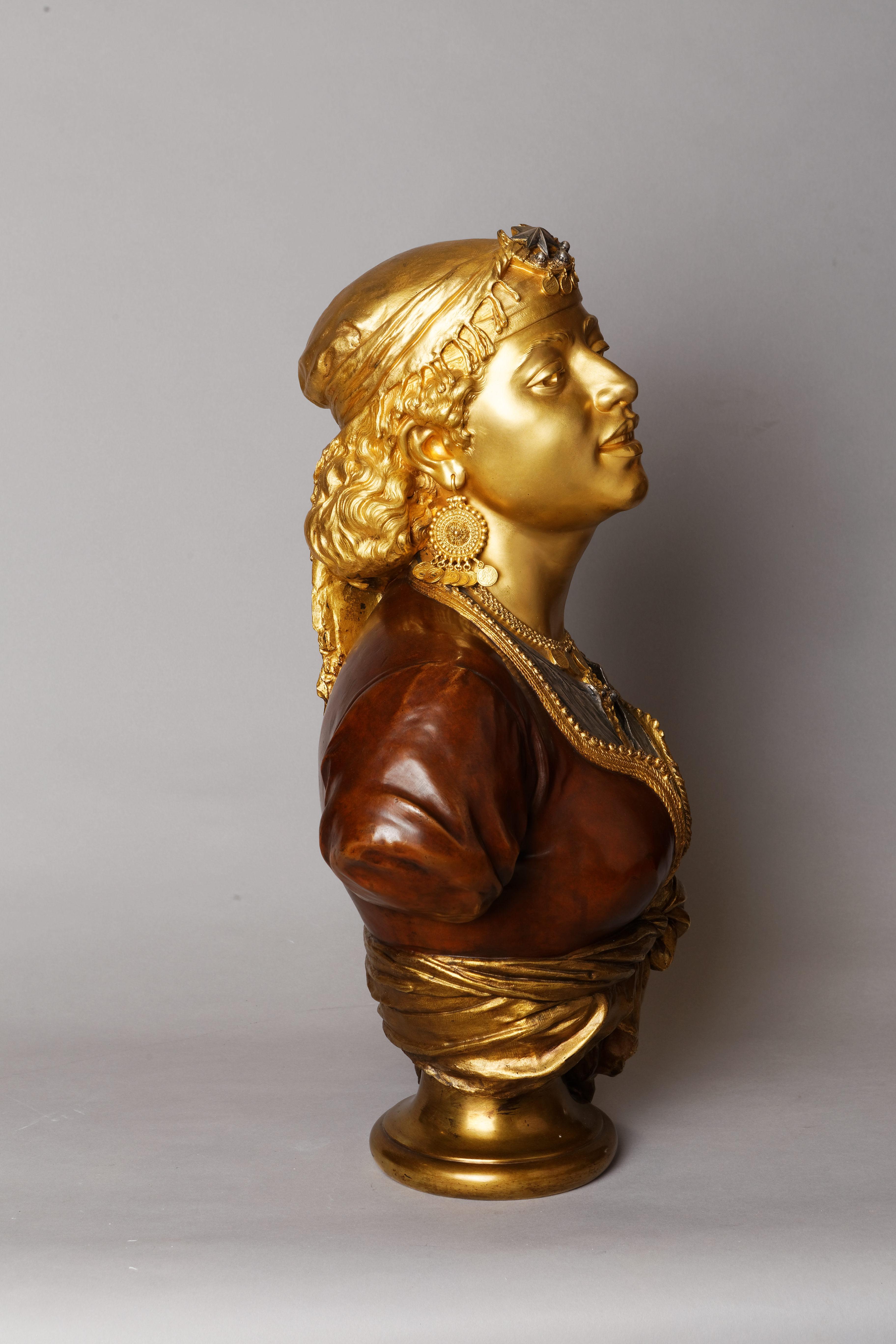 Bust of an Oriental woman - Sculpture by Émile Guillemin