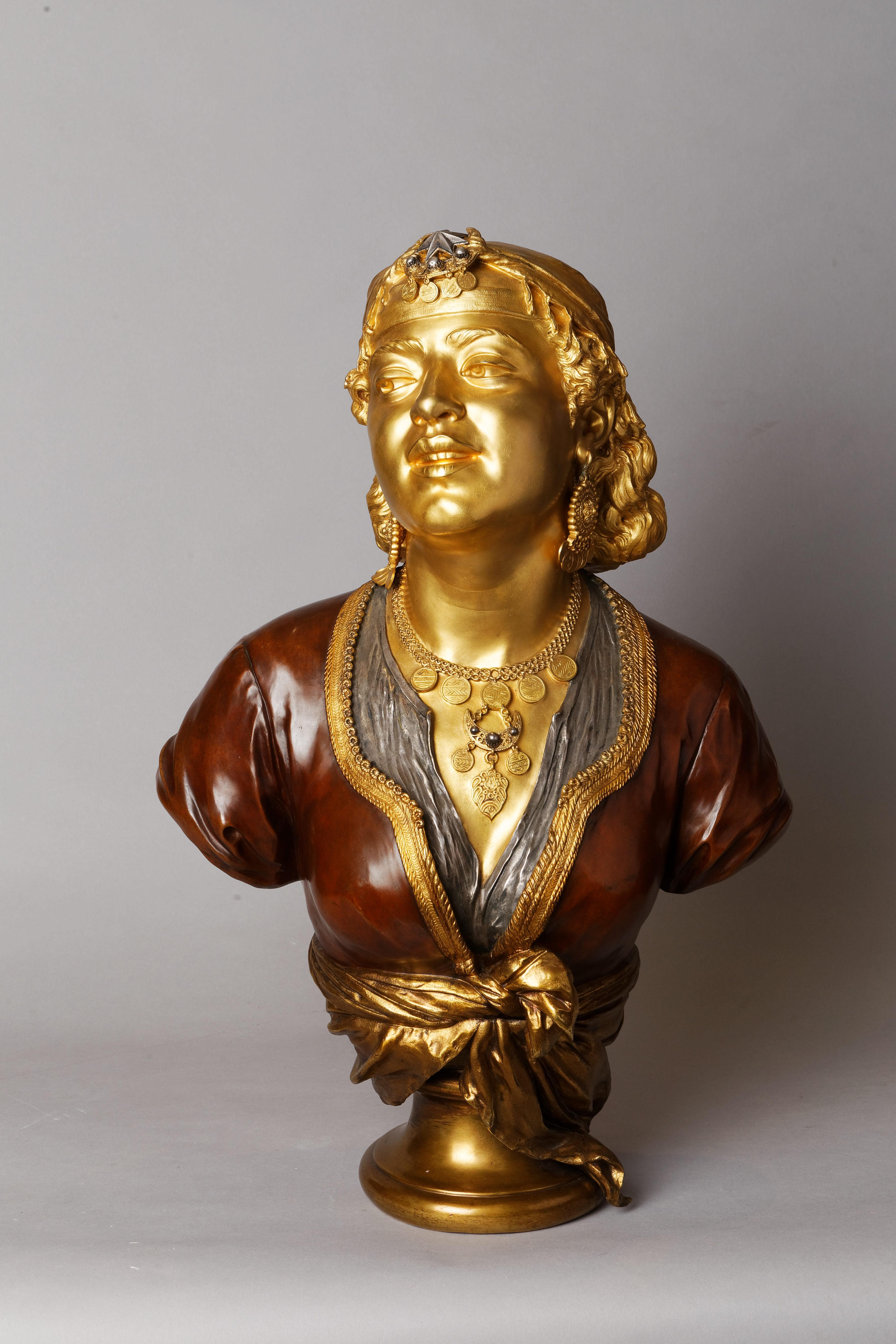 Émile Guillemin Figurative Sculpture - Bust of an Oriental woman