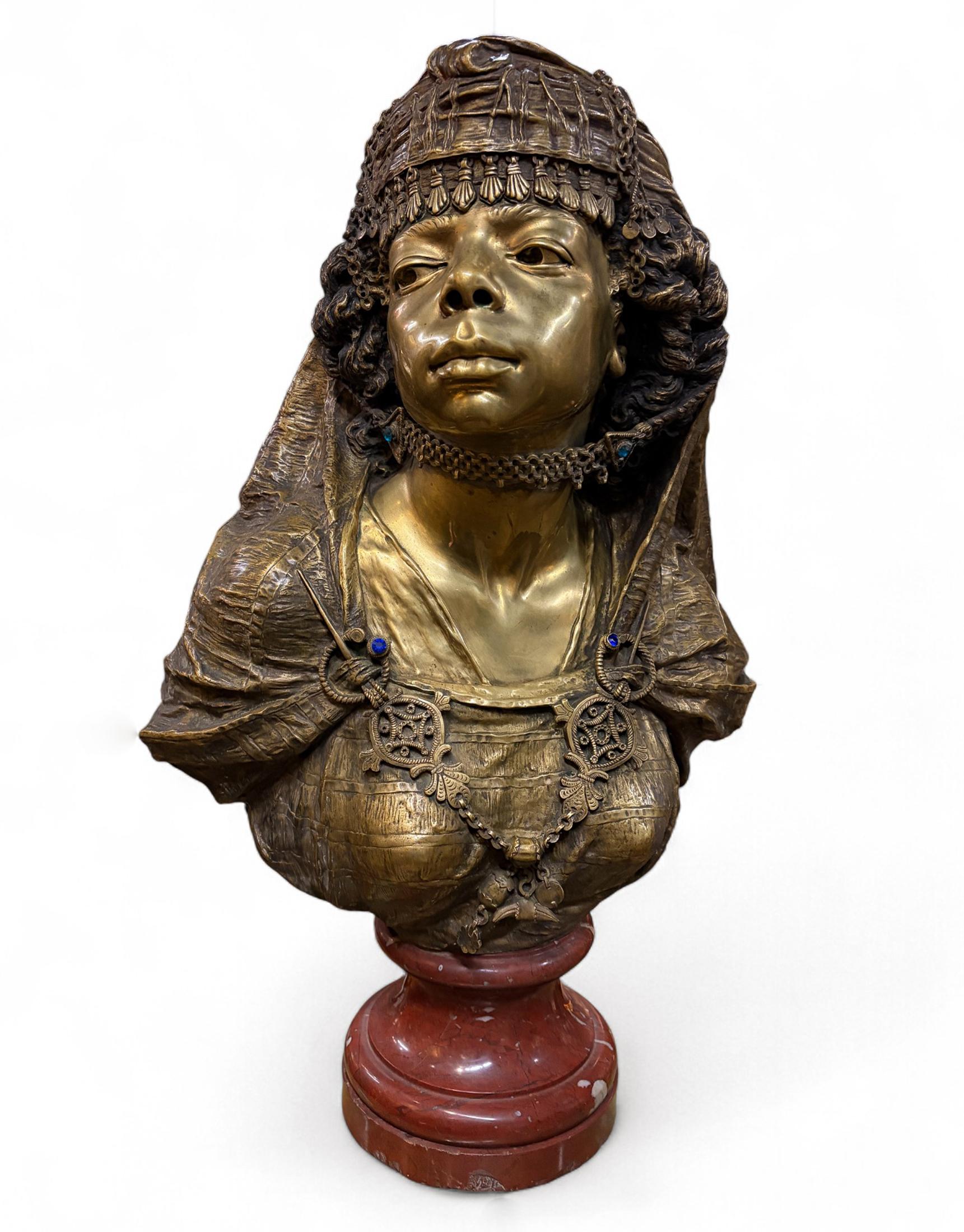 Émile Guillemin (1841-1907)  Busto orientalista ornato di una giovane donna turca
