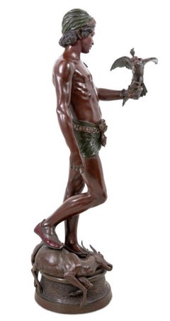 Emile Guillemin "The Falconer" Patinated Bronze