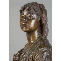 Émile Guillemin (French 1841-1907)  Bronze Bust of an Algerian Beauty