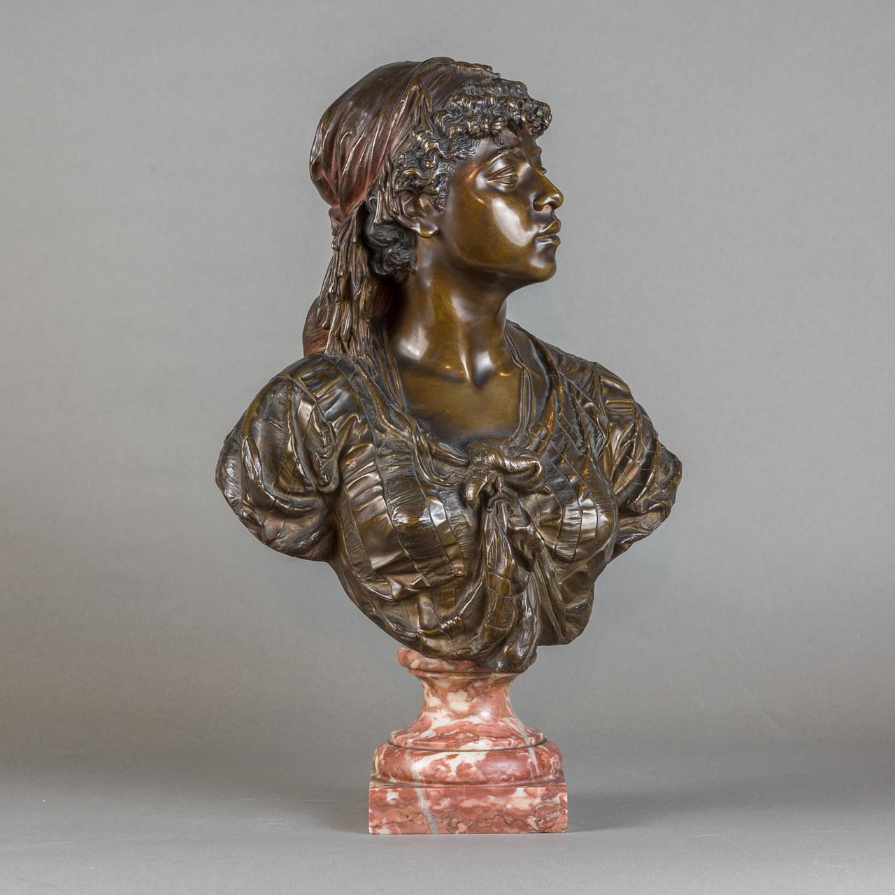 French Bronze Bust of an Algerian Beauty For Sale 1