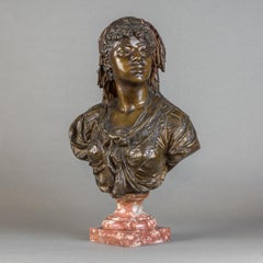French Bronze Bust of an Algerian Beauty