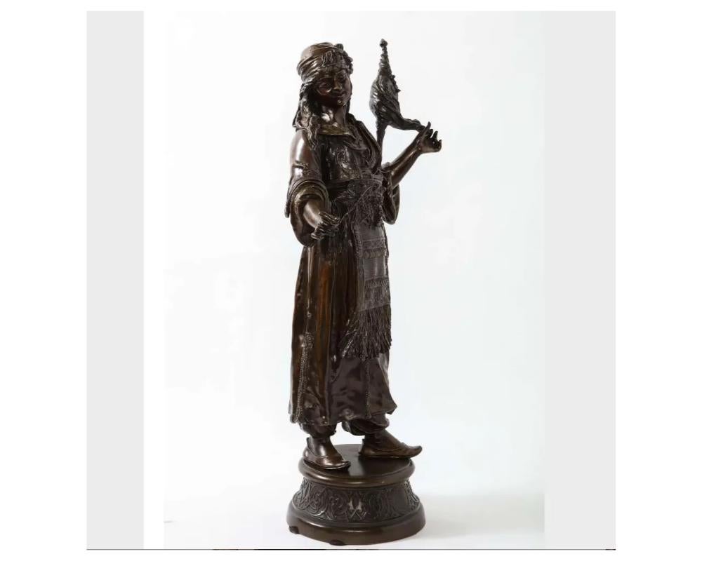 19th Century Émile Guillemin, a French Patinated Bronze Figure of an Orientalist Dancer For Sale