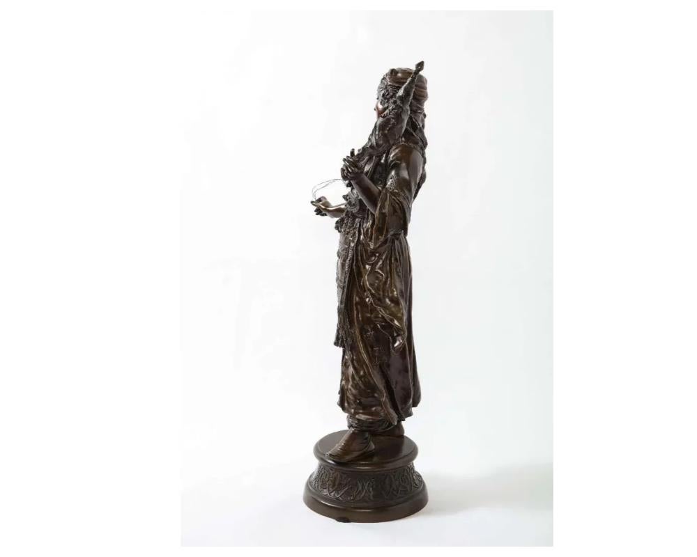 Émile Guillemin, a French Patinated Bronze Figure of an Orientalist Dancer For Sale 1