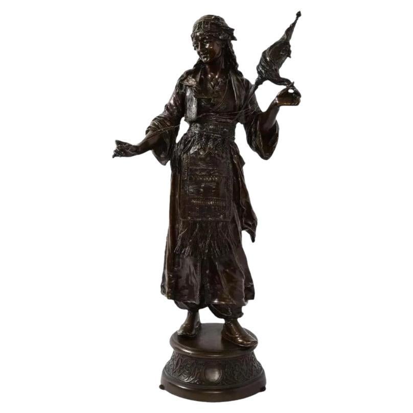Émile Guillemin, une figure française en bronze patiné représentant une danseuse orientaliste en vente