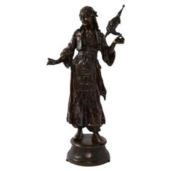 Antique Émile Guillemin, a French Patinated Bronze Figure of an Orientalist Dancer