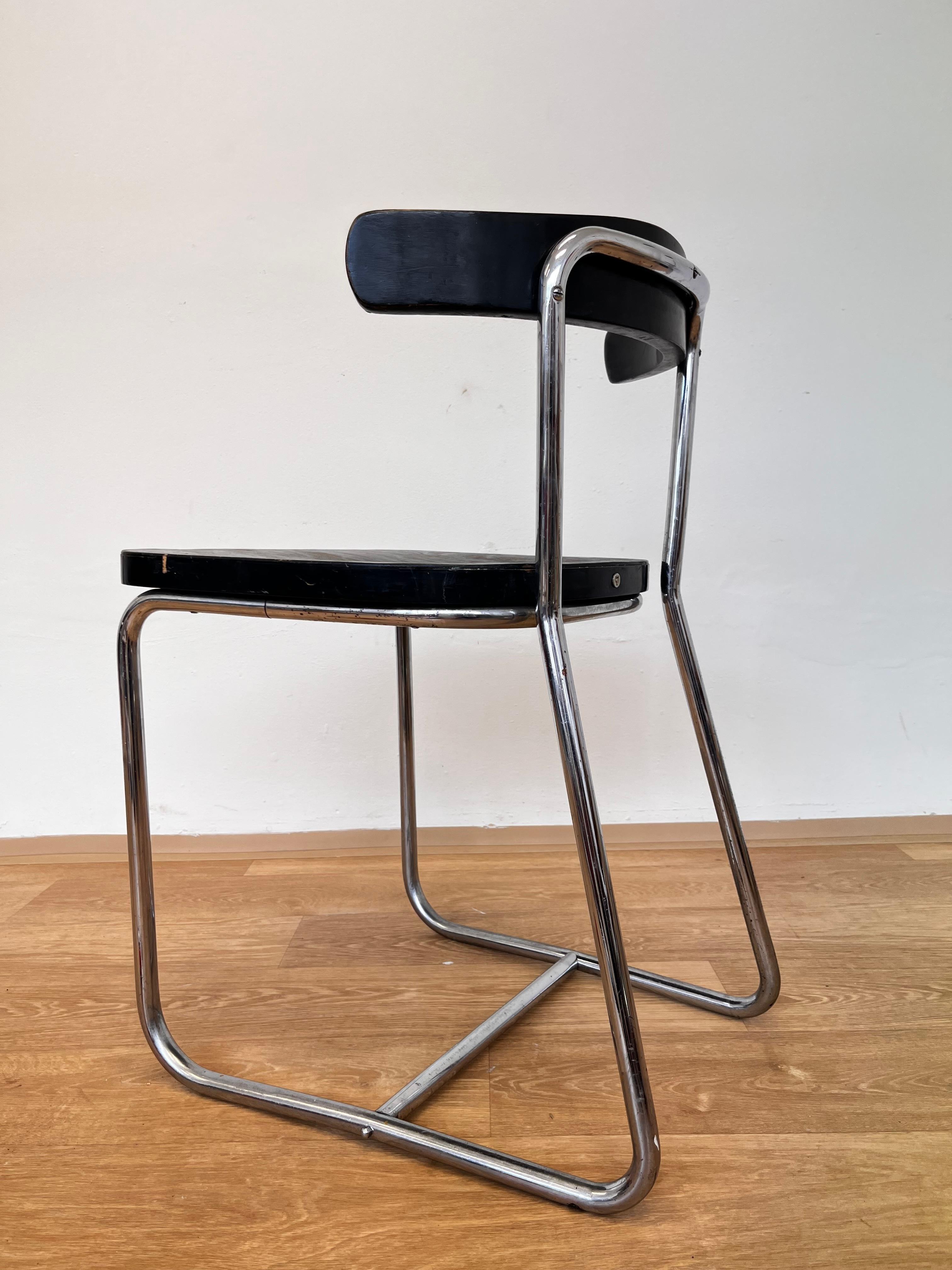 Émile Guillot - Thonet - Silla bauhaus cromada Modelo B257 Bauhaus en venta