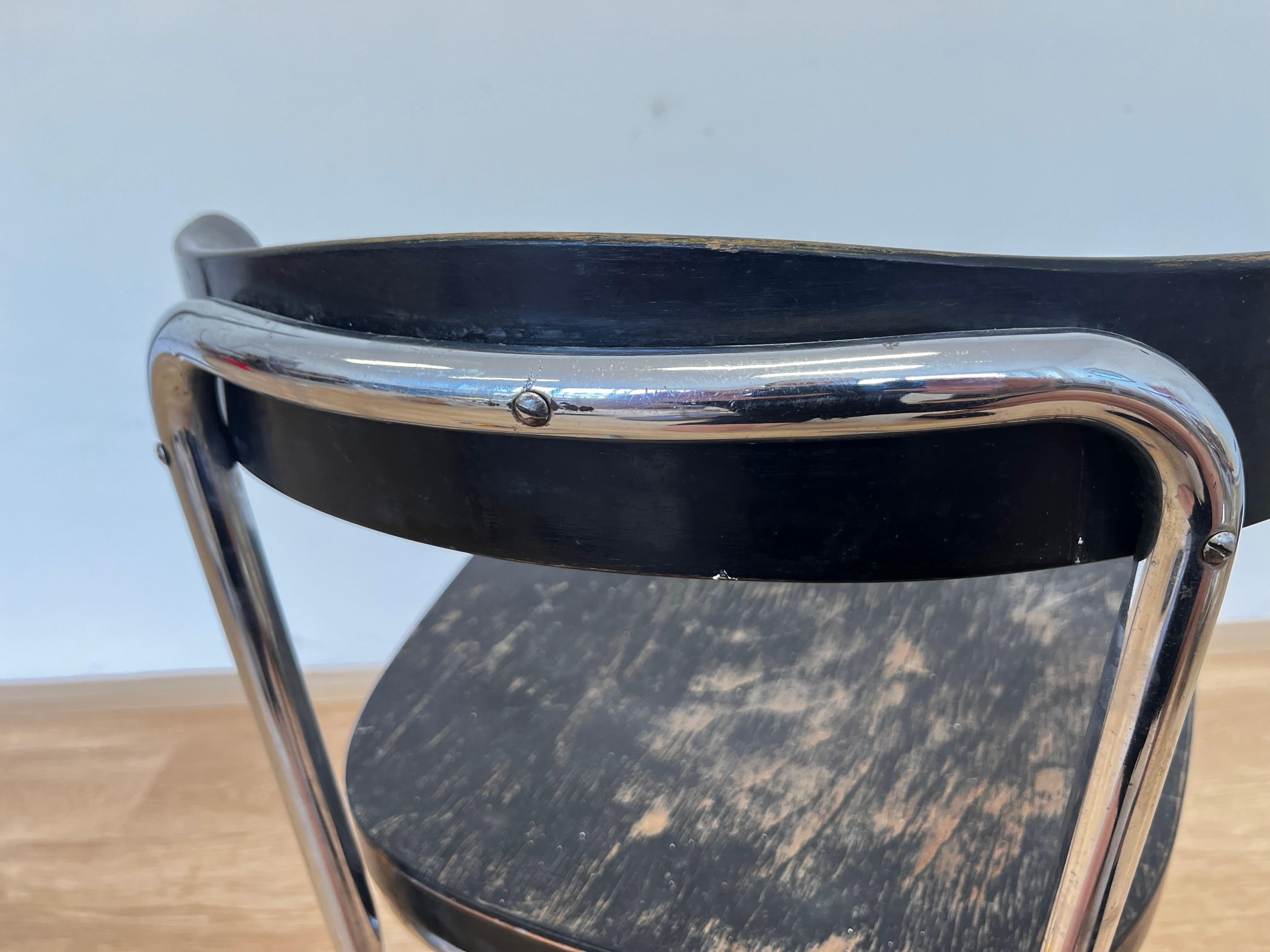 Émile Guillot - Thonet - Silla bauhaus cromada Modelo B257 en Bueno estado para la venta en Praha, CZ