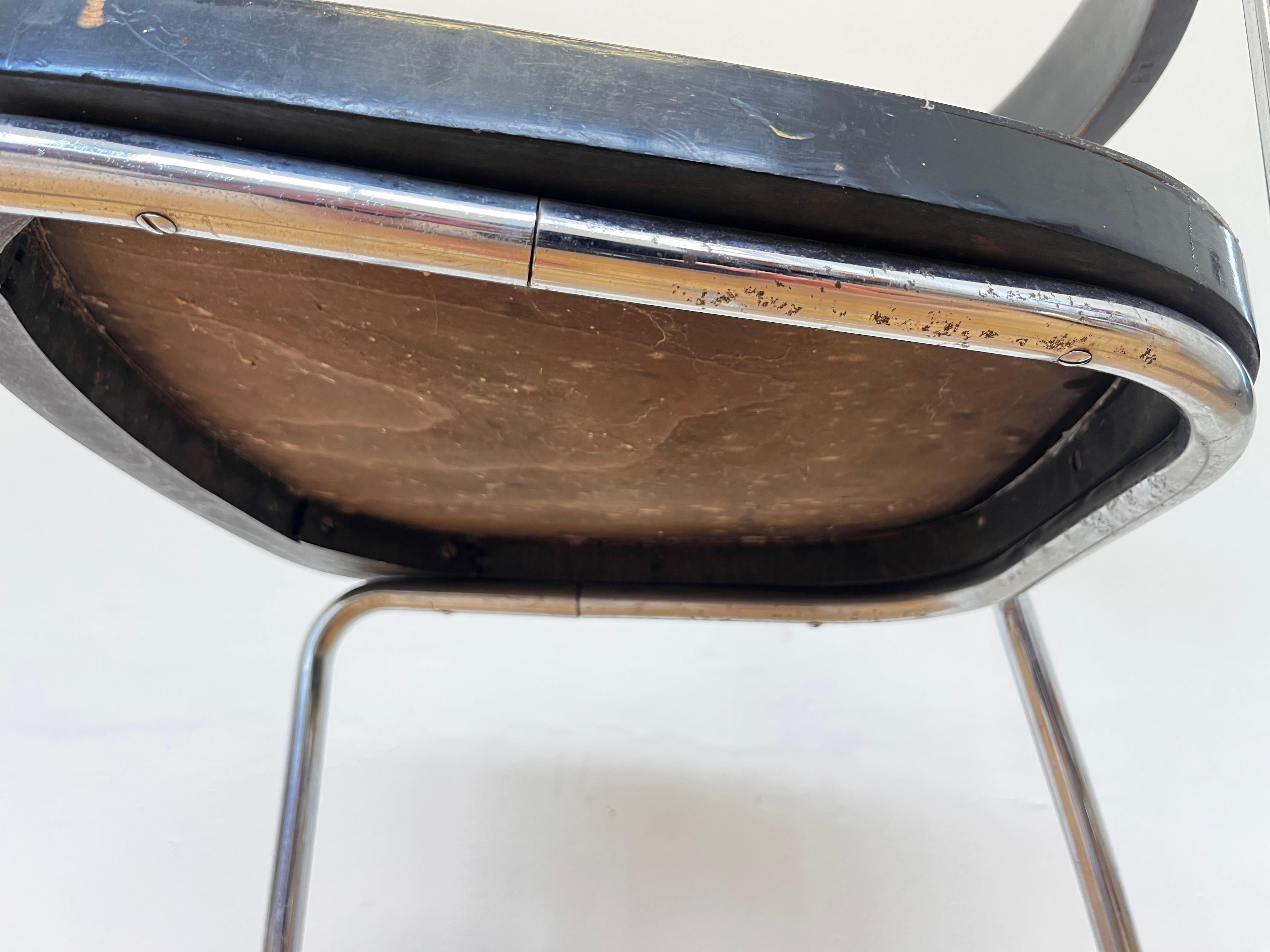 Émile Guillot - Thonet - Silla bauhaus cromada Modelo B257 en venta 1