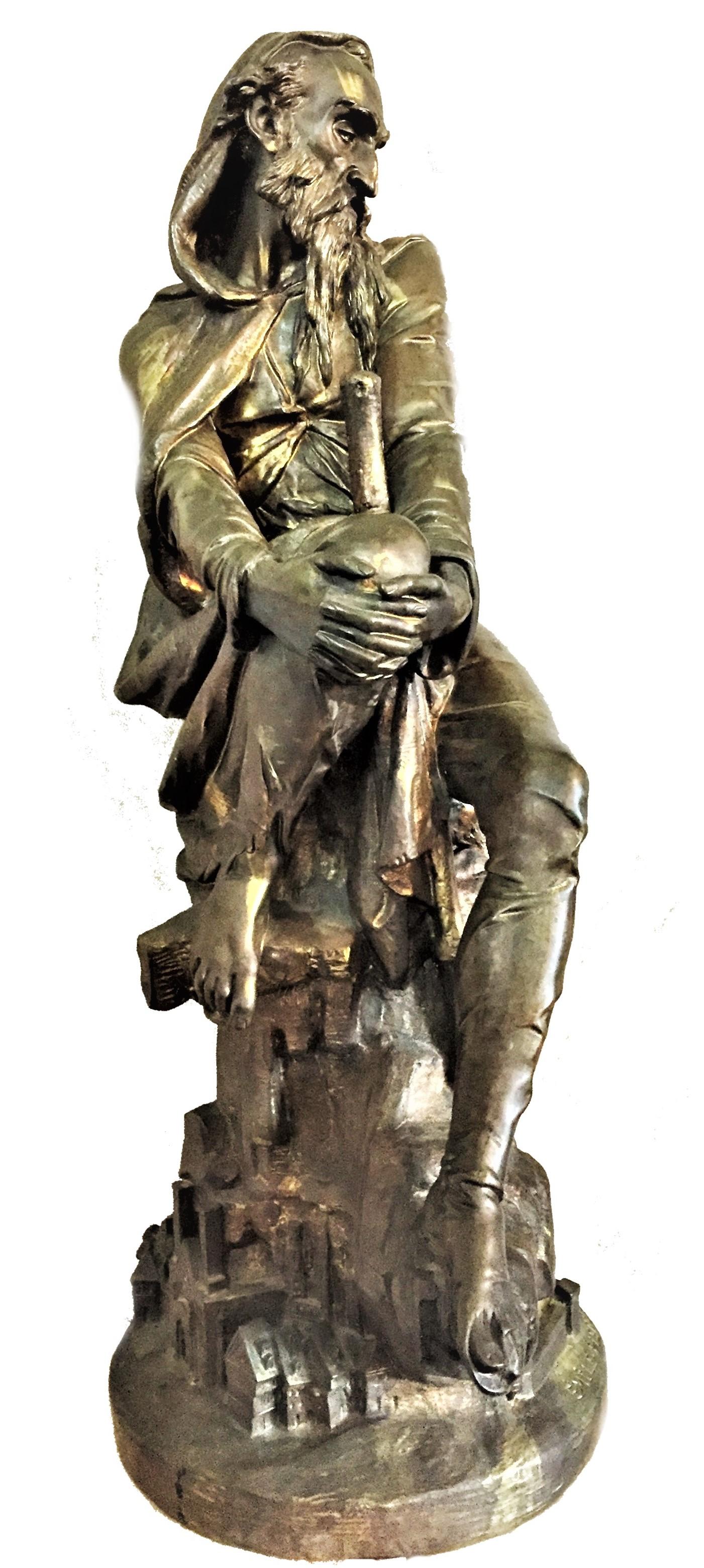 Émile Hébert, the wanderer, French Belle Époque patinated bronze sculpture, circa 1880s

Dimensions:
Height 24.75”
Width 10.5”
Depth 5.75”

Pierre-Eugène-Émile Hébert (French, 1823–1893) A native Parisian, Hébert apparently lived and worked