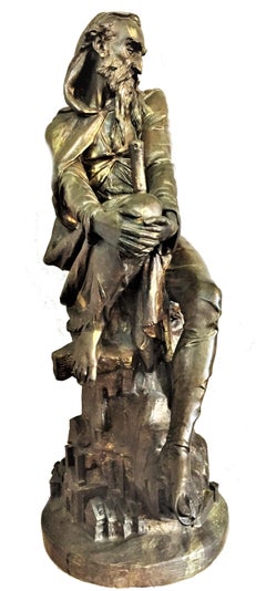 Émile Hébert, Le vagabond, Sculpture en bronze patiné Belle Époque, circa 1880