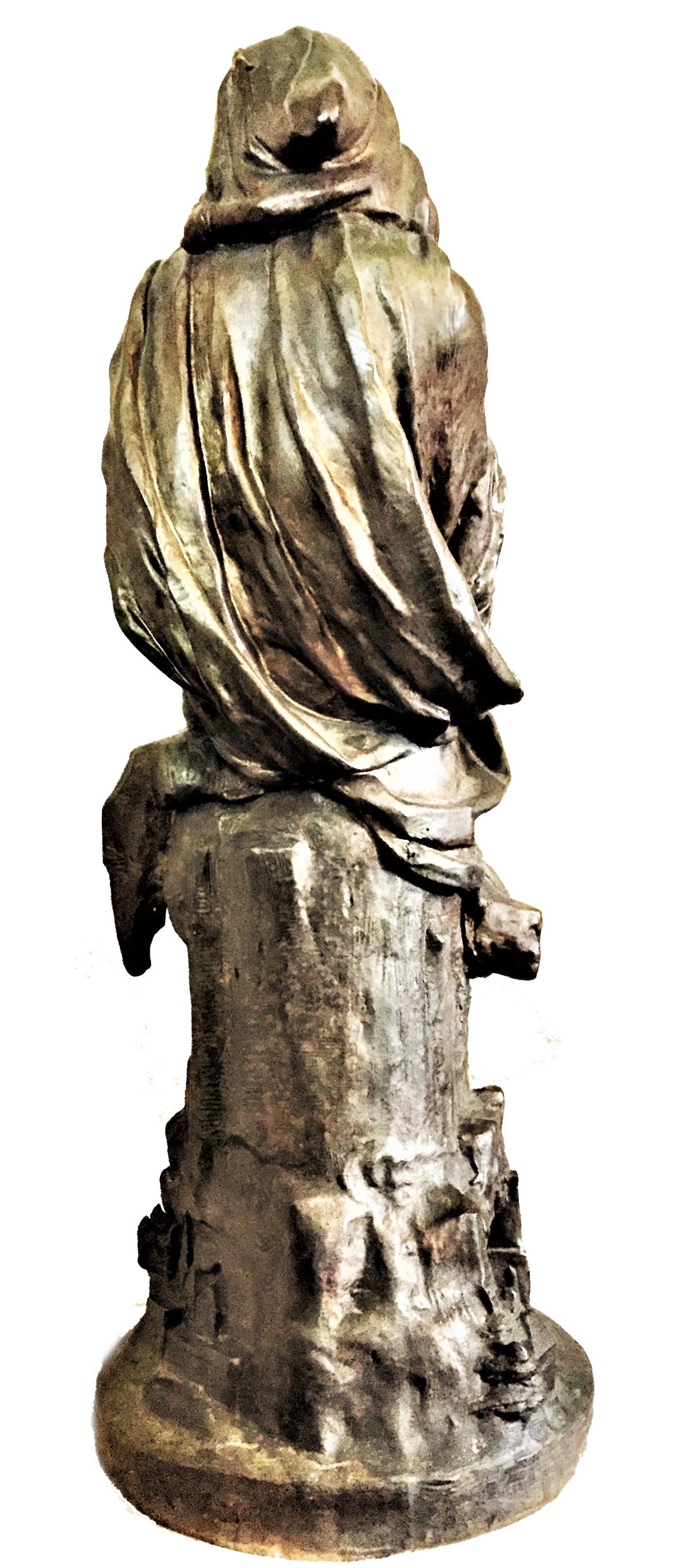 French Émile Hébert, the Wanderer, Belle Époque Patinated Bronze Sculpture, circa 1880s For Sale