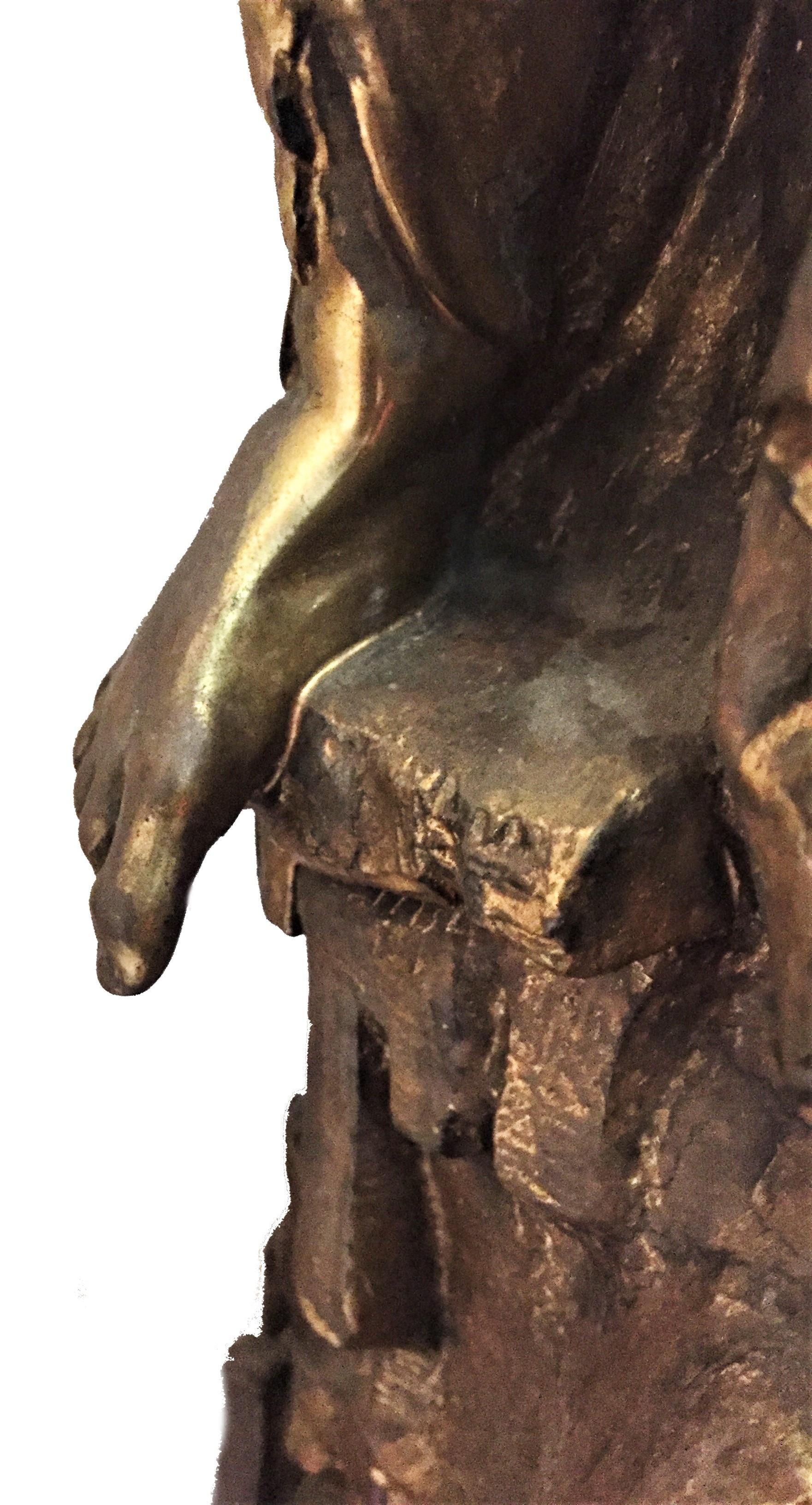 Émile Hébert, der Wanderer, Skulptur aus patinierter Bronze der Belle Époque, um 1880 im Angebot 2