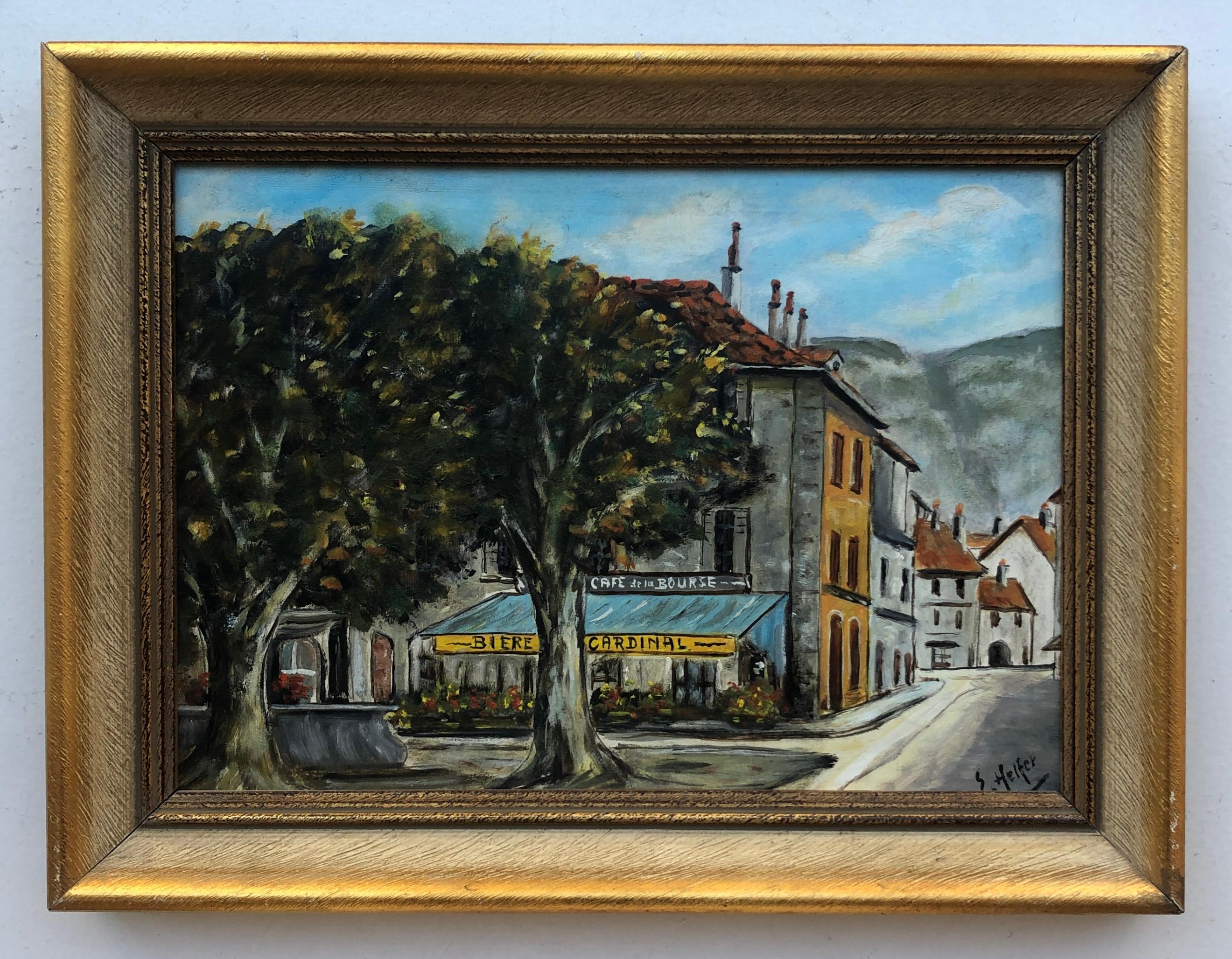 Cafetière de bourse, Genève - Painting de Emile Helfer
