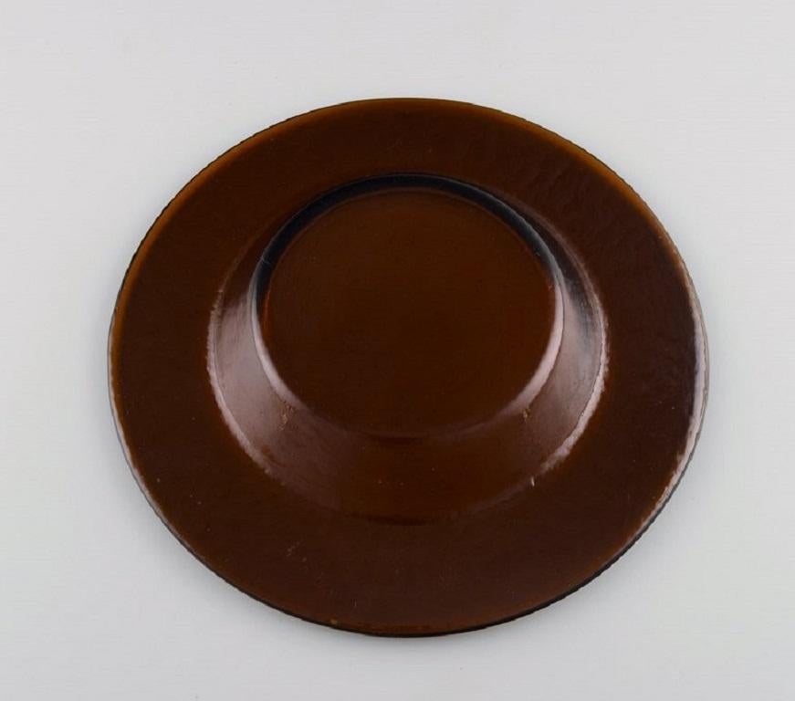 Art Glass Emile Henry, France, Eight Lunch Plates in Glazed Stoneware, Mid-20th C For Sale