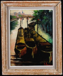 Banks of the River Seine - Mid 20th Century France Paris Impressionist Painting