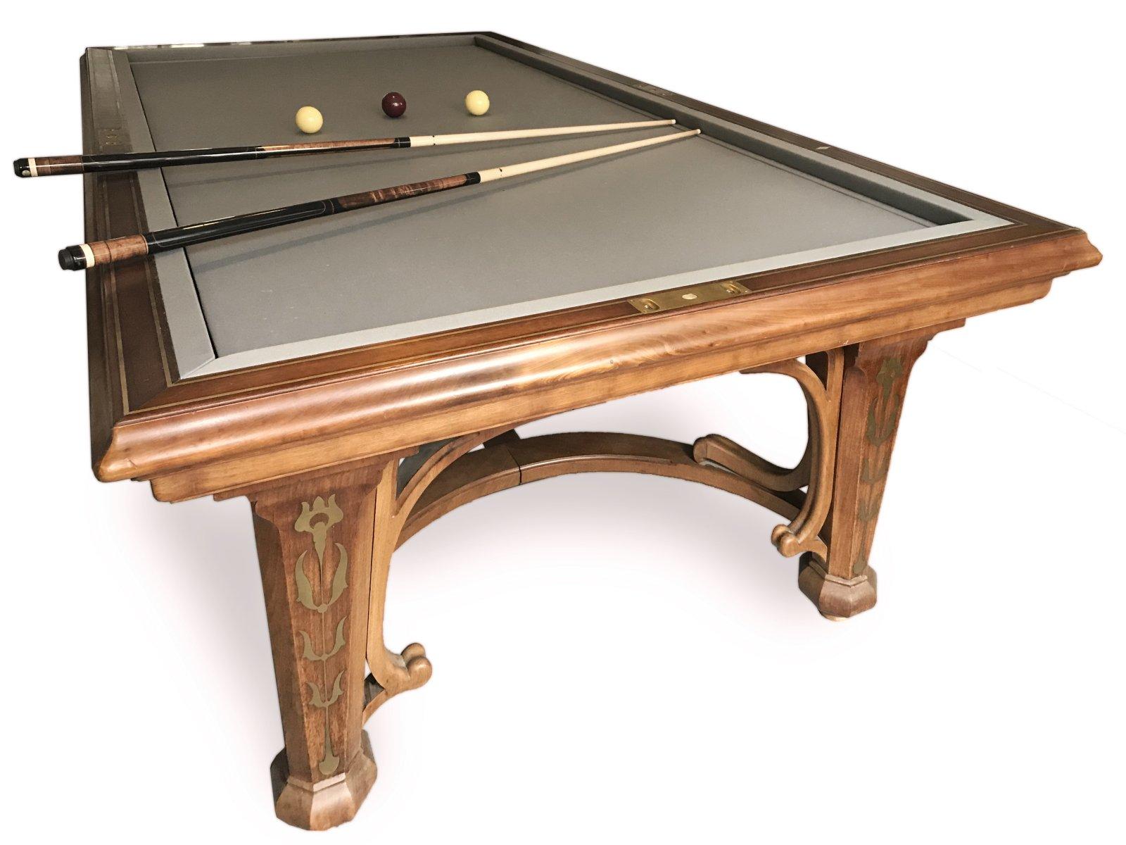 Emile Hurtré French Art Nouveau Billiard table.
Made by award-winning artisan E. Gueret (Médaille d’Or 1889).

Hurtré is best known for his architectural projects and designs, notably the interior of the famous Parisian restaurant ‘La Fermette