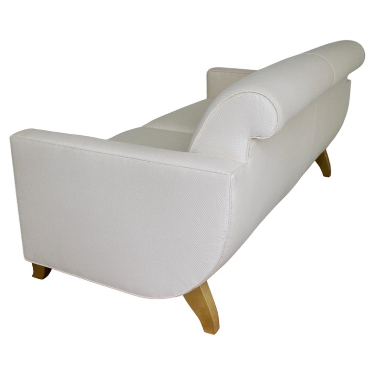 Émile-Jacques Ruhlmann 1925 Hydravion Sofa in off White & Gilt Legs 1980s Copy  For Sale 5