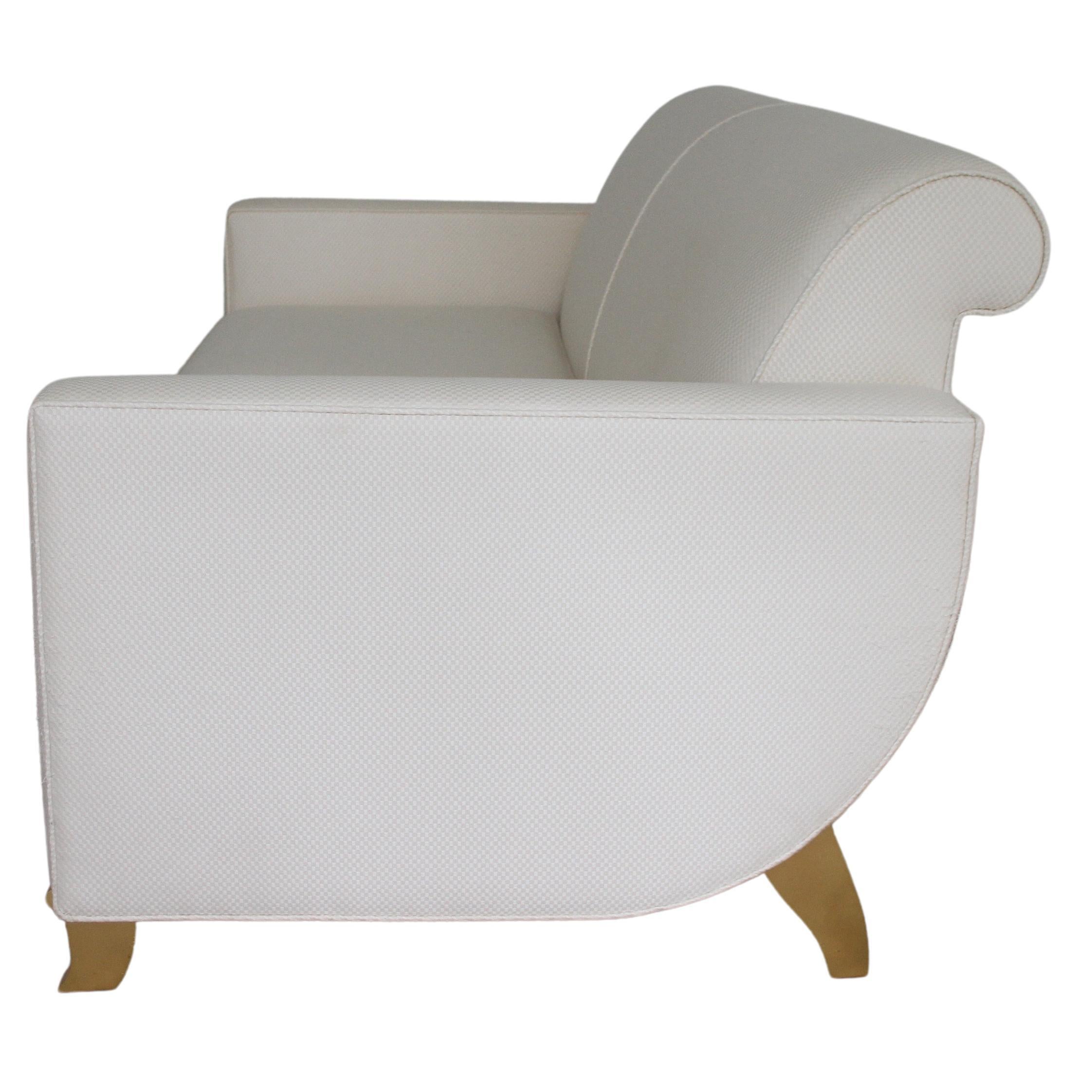 Émile-Jacques Ruhlmann 1925 Hydravion Sofa in off White & Gilt Legs 1980s Copy  For Sale 9