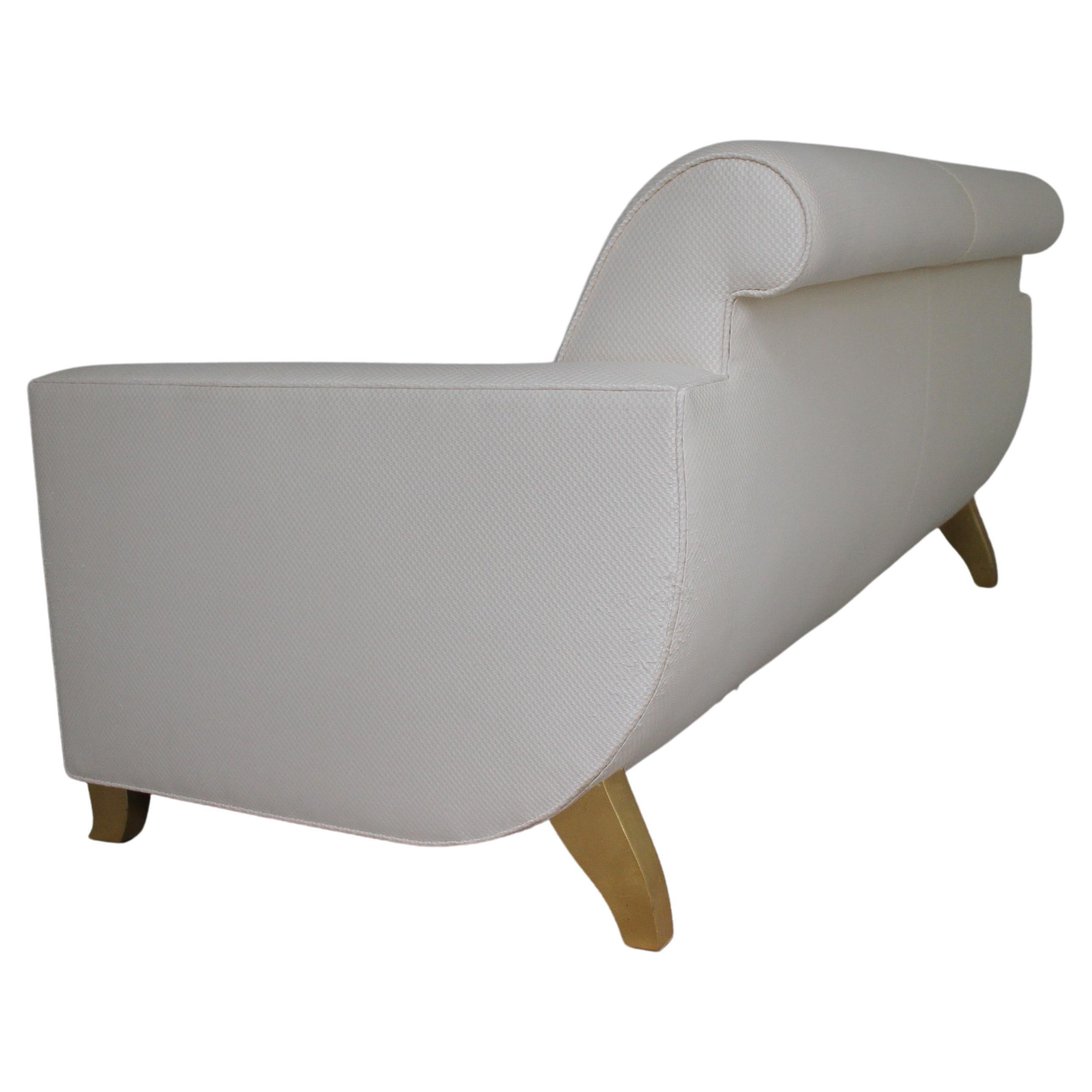 Émile-Jacques Ruhlmann 1925 Hydravion Sofa in off White & Gilt Legs 1980s Copy  For Sale 1