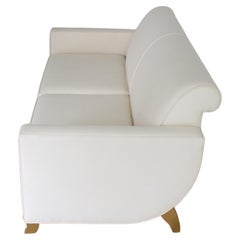 Canapé Hydravion d'Émile-Jacques Ruhlmann 1925 avec pieds blanc cassé et dorés, copie des années 1980