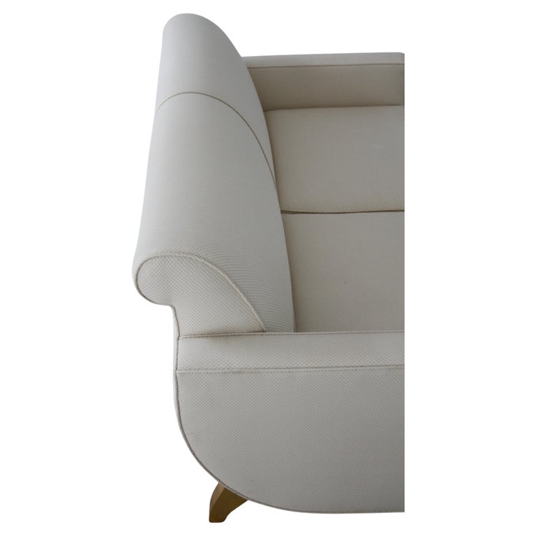 Émile-Jacques Ruhlmann 1925 Hydravion Sofa in off White & Gilt Legs 1980s Copy  For Sale 2