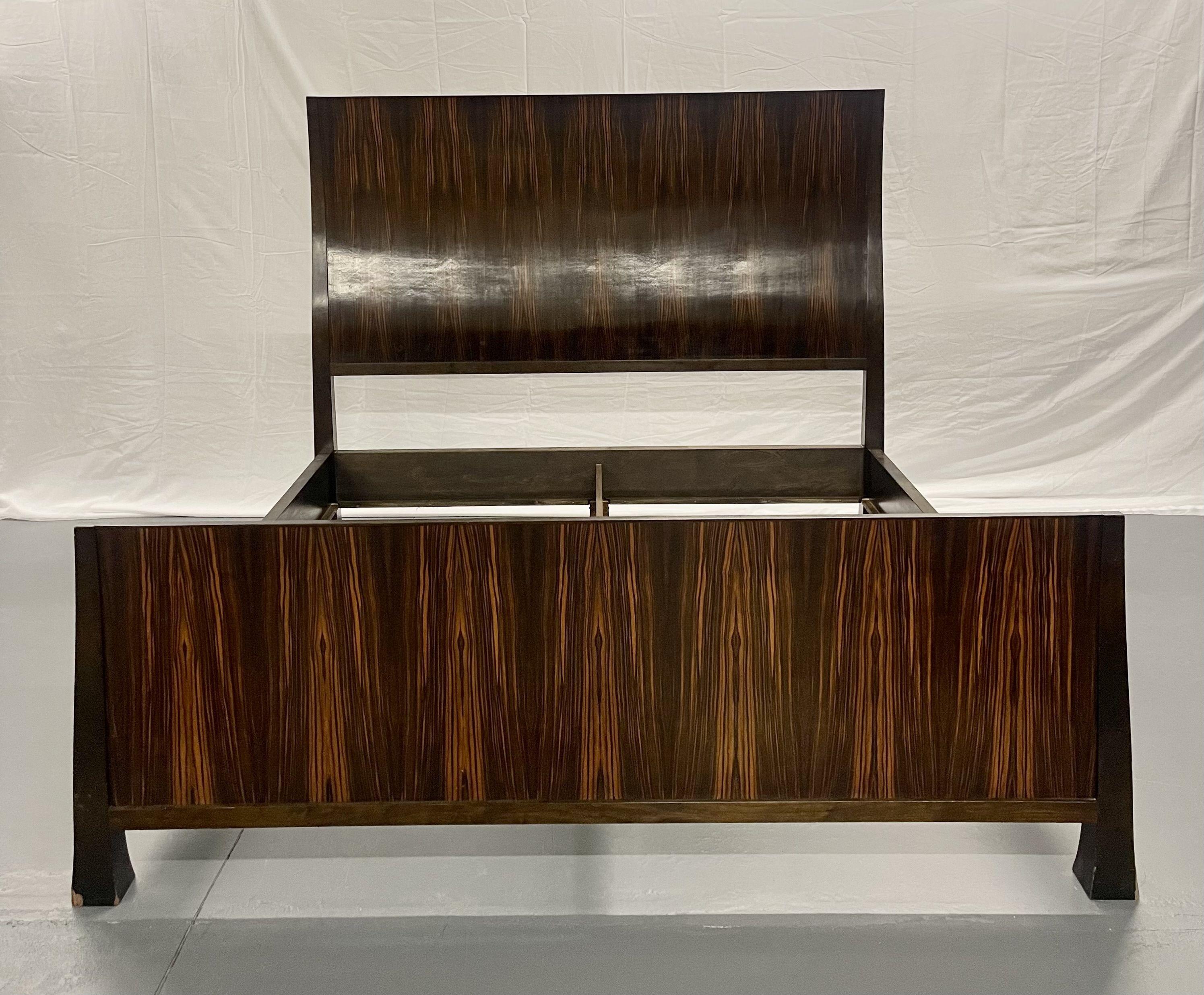 Unknown Art Deco Style Macassar Ebony Veneered King Bed Frame For Sale