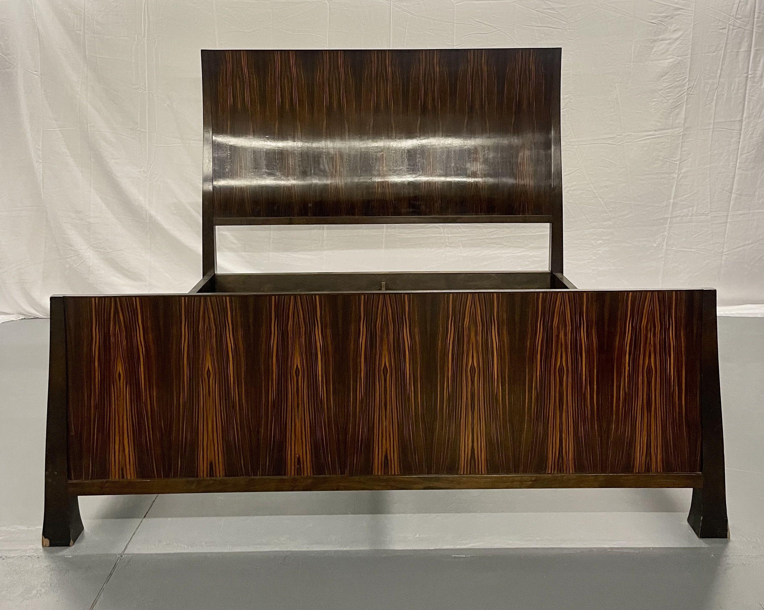 French Emile Jacques Ruhlmann Mid-Century Modern King Sized Bed Frame, Rosewood, France For Sale
