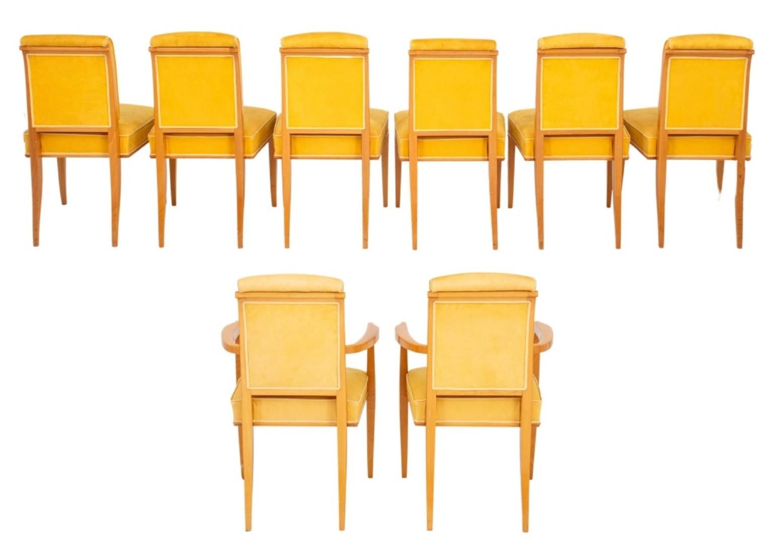 Art Deco Émile-Jacques Ruhlmann Style Dining Chairs, Set of 14