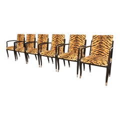 Fauteuils Art déco français de style Émile-Jacques Ruhlmann, ensemble de six fauteuils