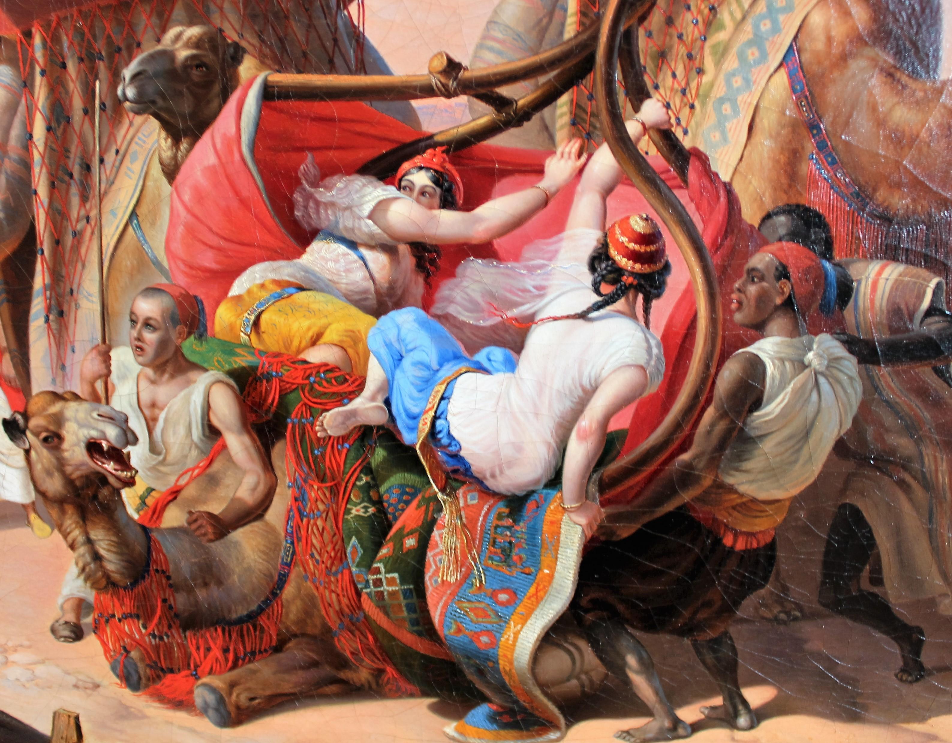 19th Century French Oil Painting Algeria - Capture of the Smalah of Abd el Kader - Brown Figurative Painting by Émile Jean-Horace Vernet 