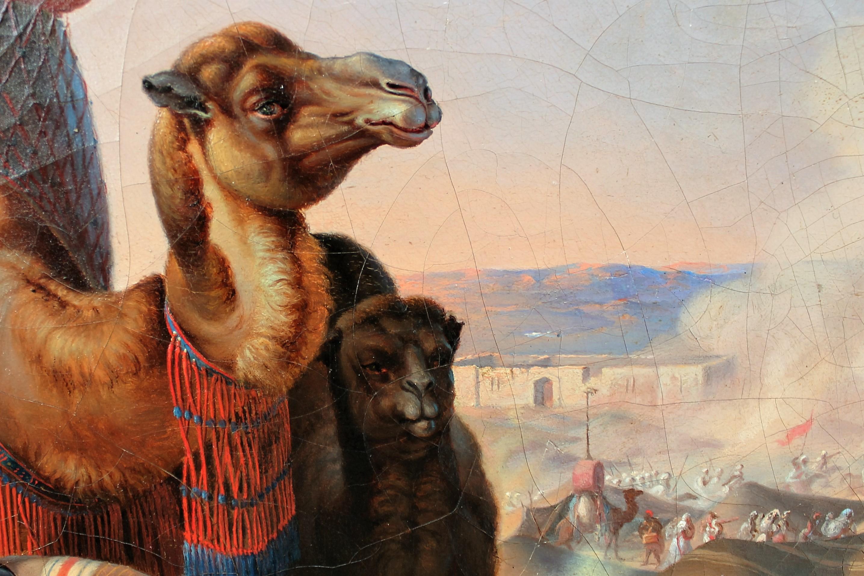 Peinture à l'huile française du 19e siècle en Algérie - Capture du Smalah de Abd el Kader en vente 3