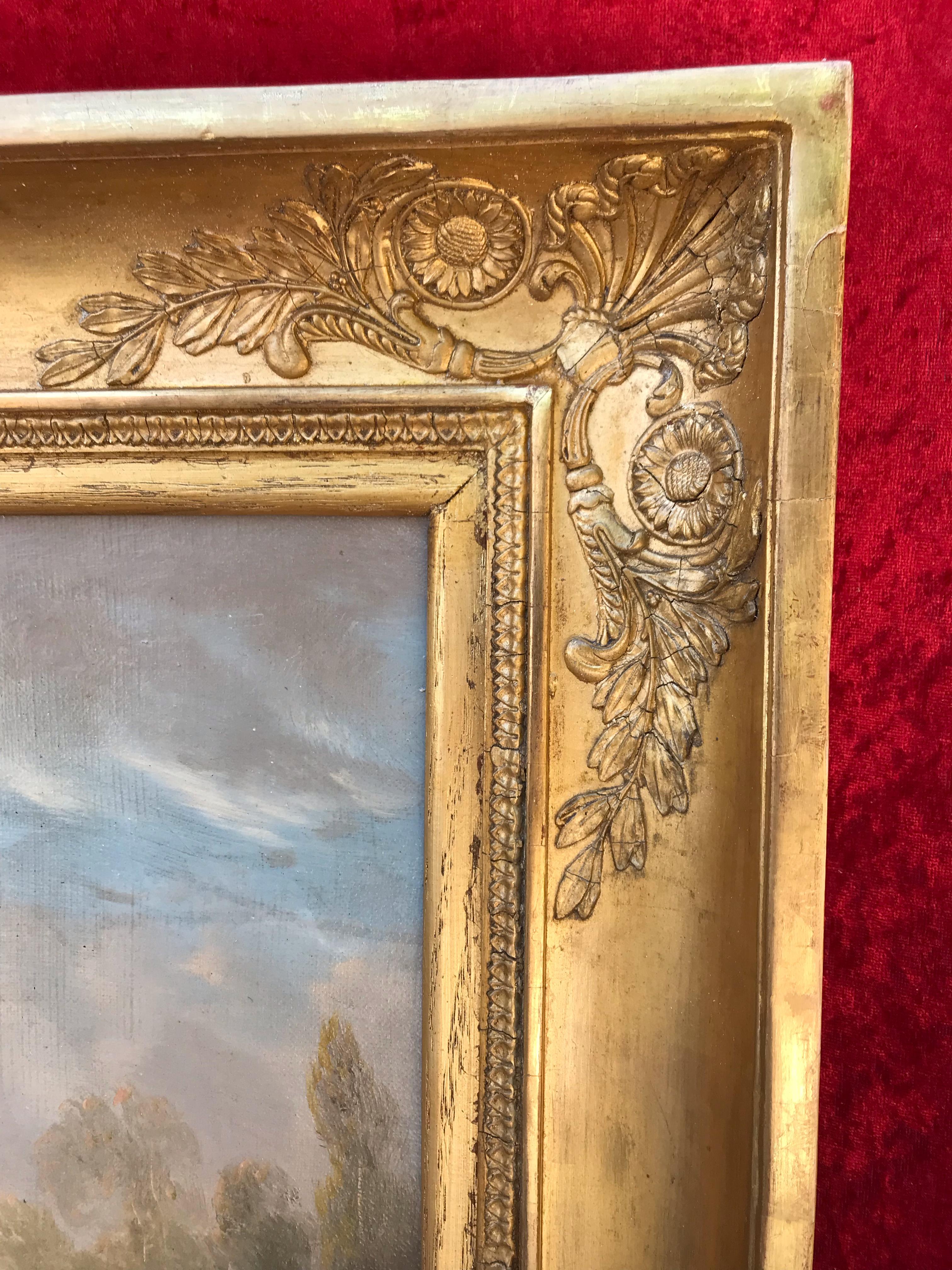 Puerto con personajes - Landscape Painting Beige de Émile Jean-Horace Vernet 