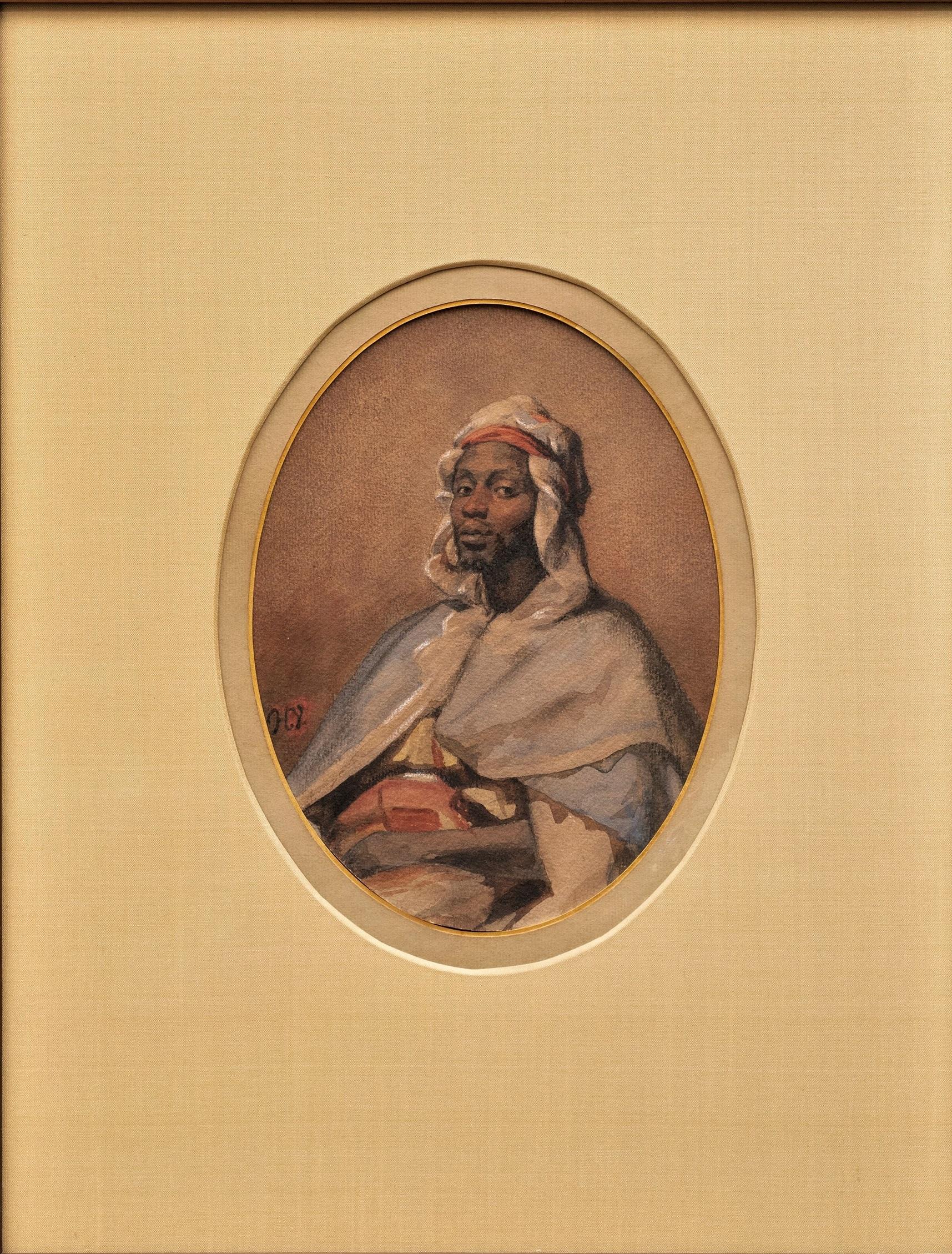 “Orientalist Portrait of an Arab Man” Jean-Horace Vernet (French 1789-1863) - Painting by Émile Jean-Horace Vernet 