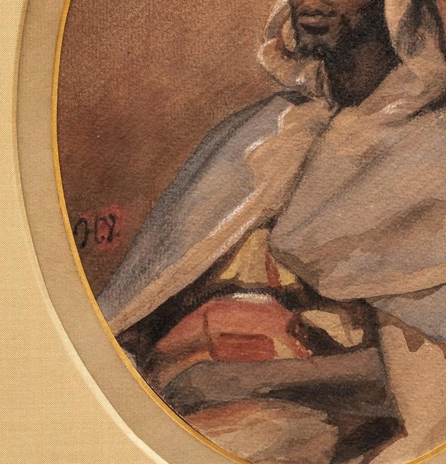 “Orientalist Portrait of an Arab Man” Jean-Horace Vernet (French 1789-1863) - Romantic Painting by Émile Jean-Horace Vernet 