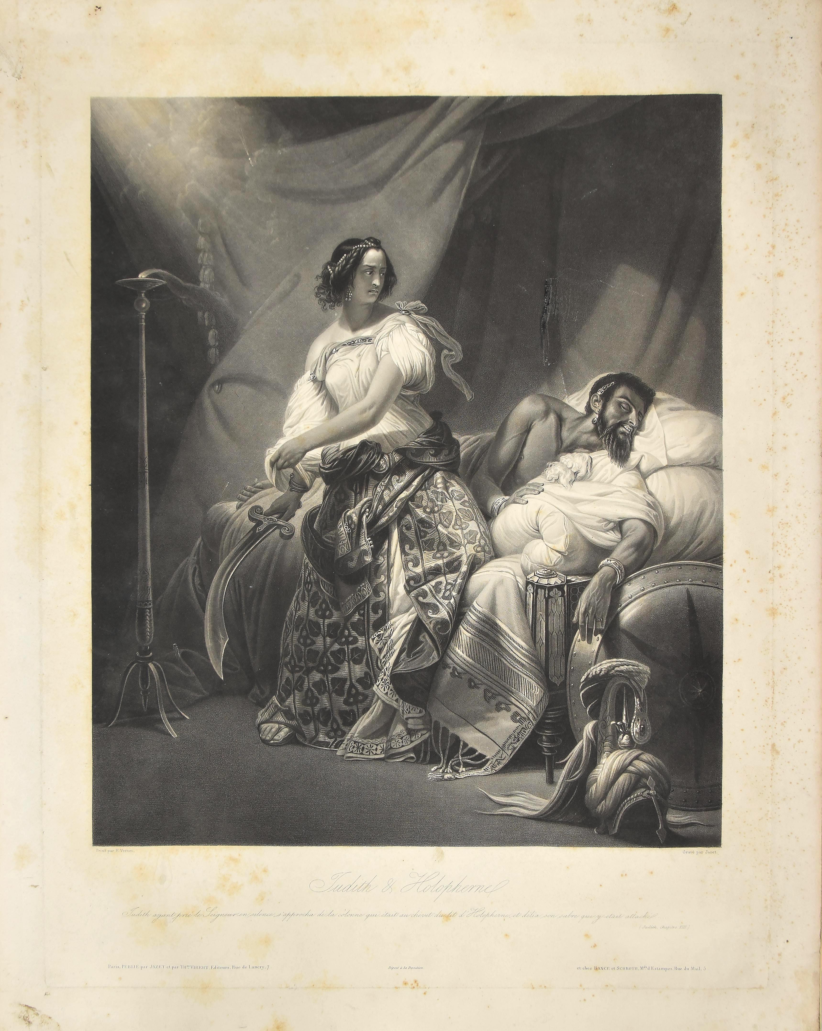 Figurative Print di Émile Jean-Horace Vernet  - Giuditta & Aloferne - Acquaforte di J.P.M. Jazet dopo H. Vernet - XIX secolo
