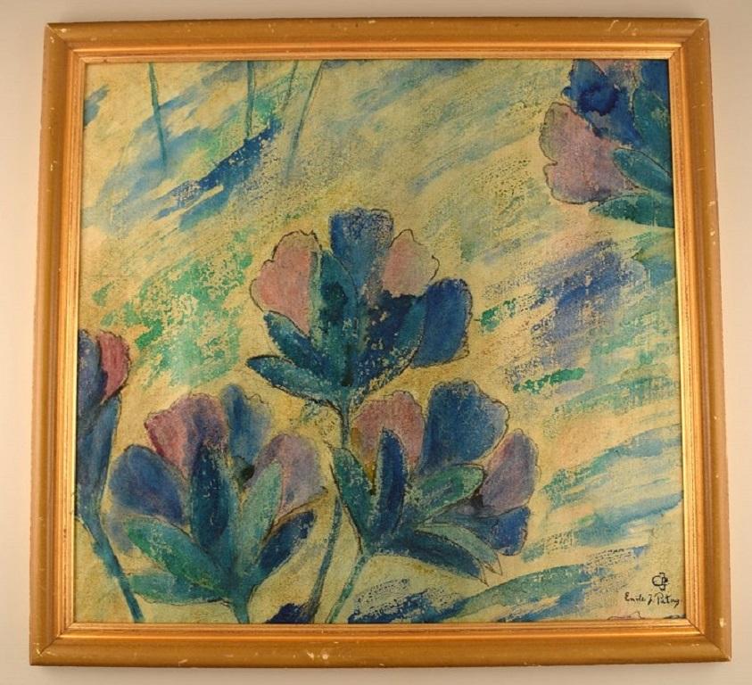Emile Jean Patoux (1893-1985), listed Belgian artist. Watercolor and gouache on paper. Floral motif. 
Mid-20th century.
The paper measures: 65 x 61 cm.
The frame measures: 4.5 cm.
In excellent condition.
Signed.