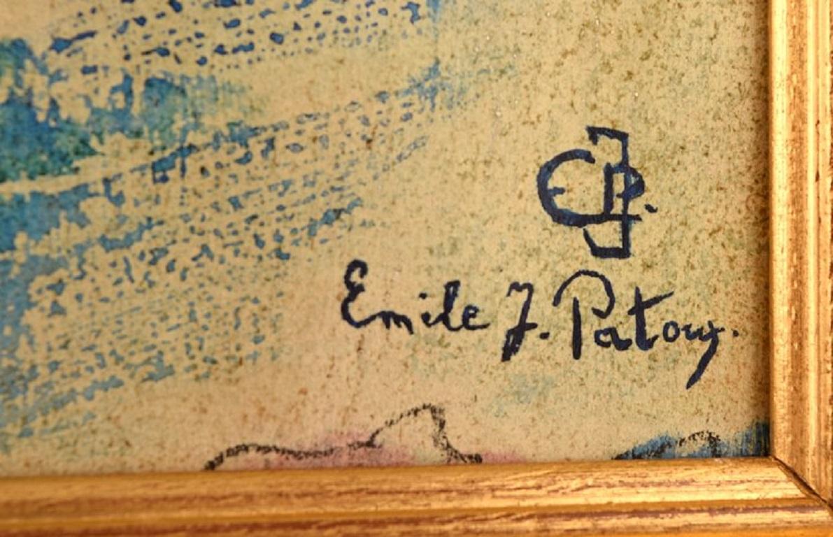 20th Century Emile Jean Patoux, Belgian Artist, Watercolor, Gouache on Paper For Sale